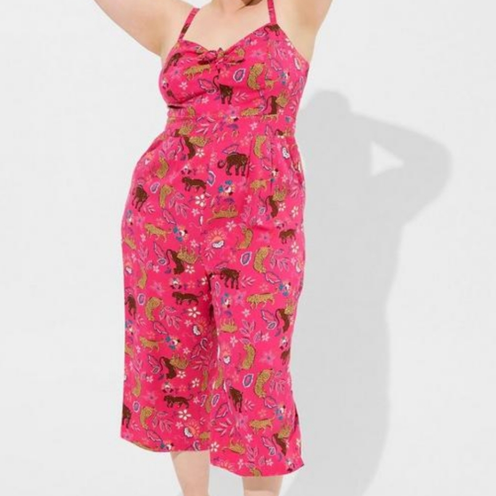 Torrid Tie Front Culotte Jumpsuit Stretch Challis Size 00